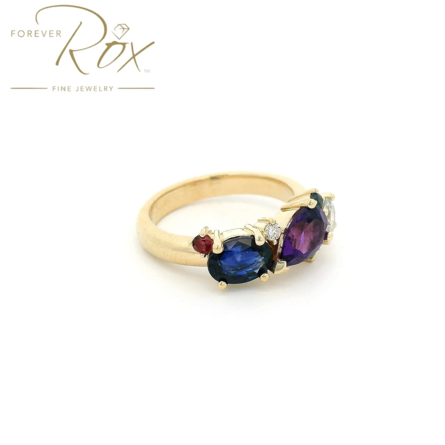 Custom Multi Color Stone & Diamond Ring - Forever Rox