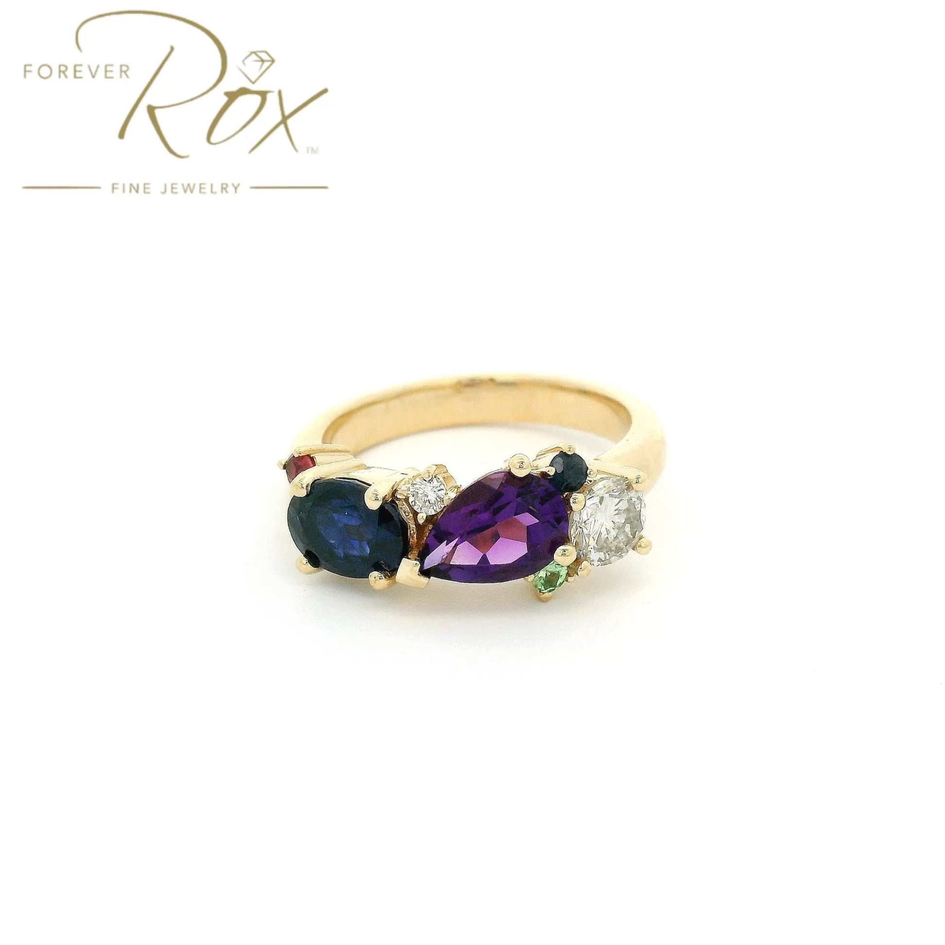 Custom Multi Color Stone & Diamond Ring - Forever Rox