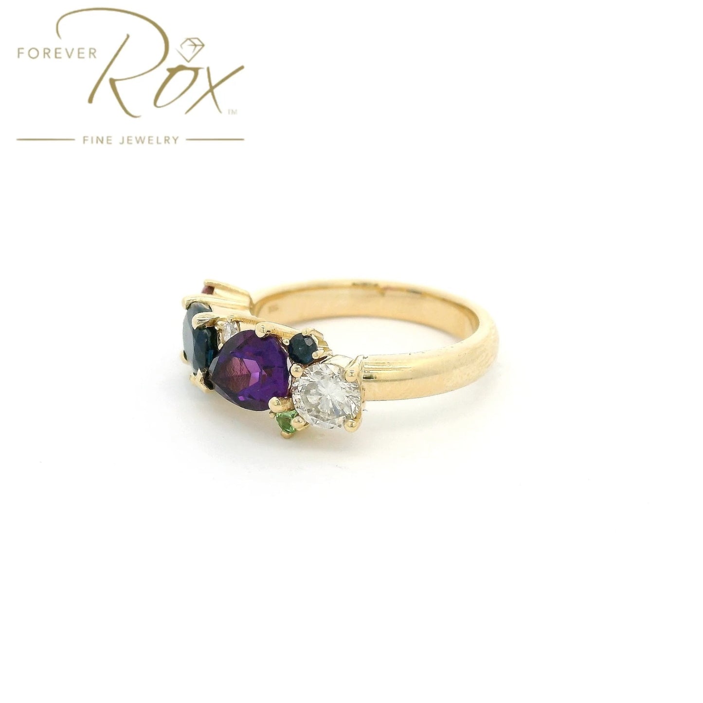 Custom Multi Color Stone & Diamond Ring - Forever Rox