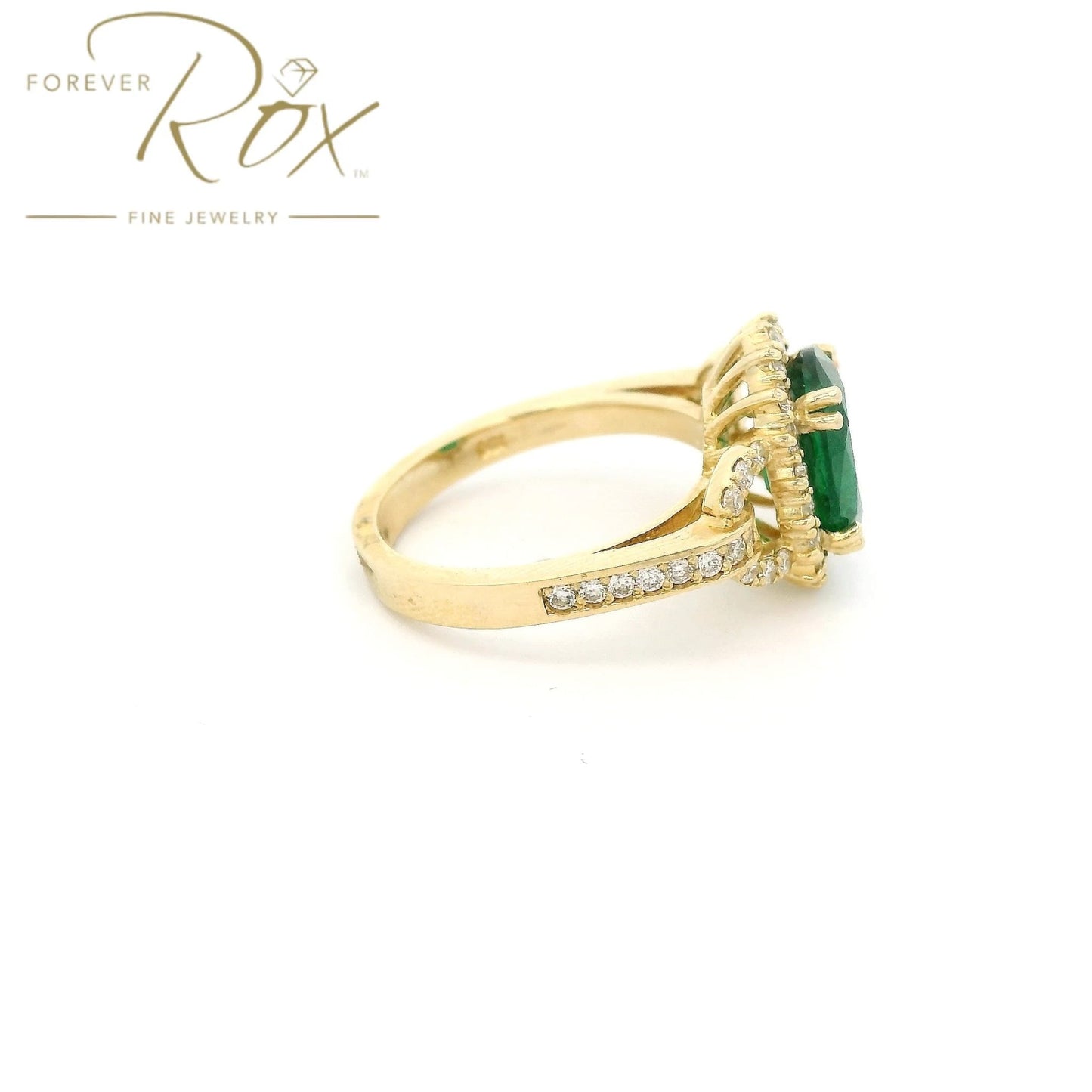 Custom Oval Cut Zambian Emerald & Diamond Ring - Forever Rox