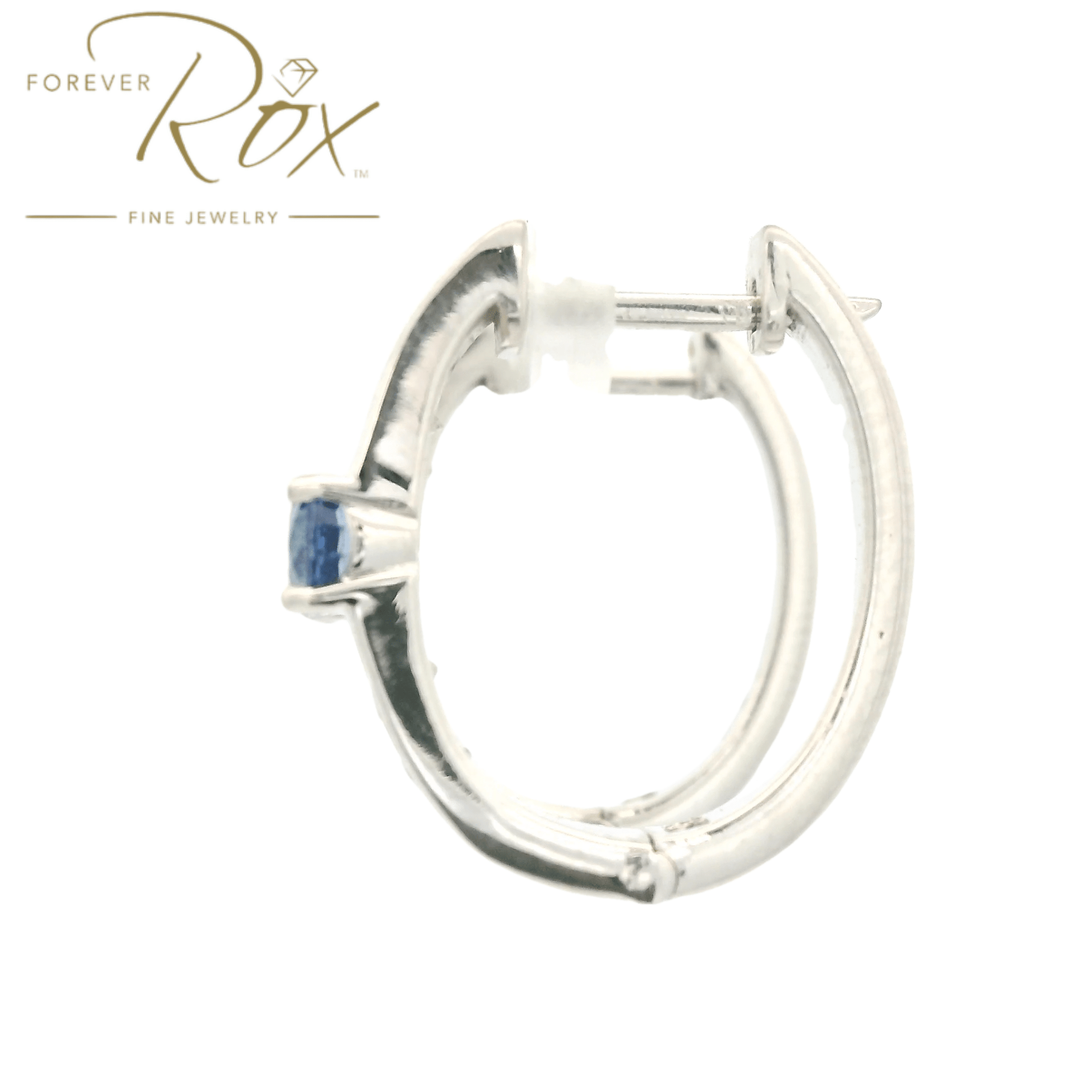Custom Oval Sapphire & Diamond Hoops - Forever Rox