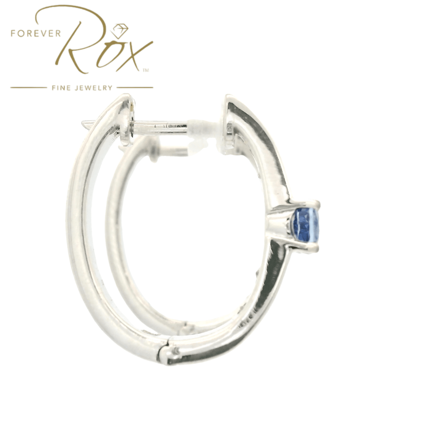 Custom Oval Sapphire & Diamond Hoops - Forever Rox