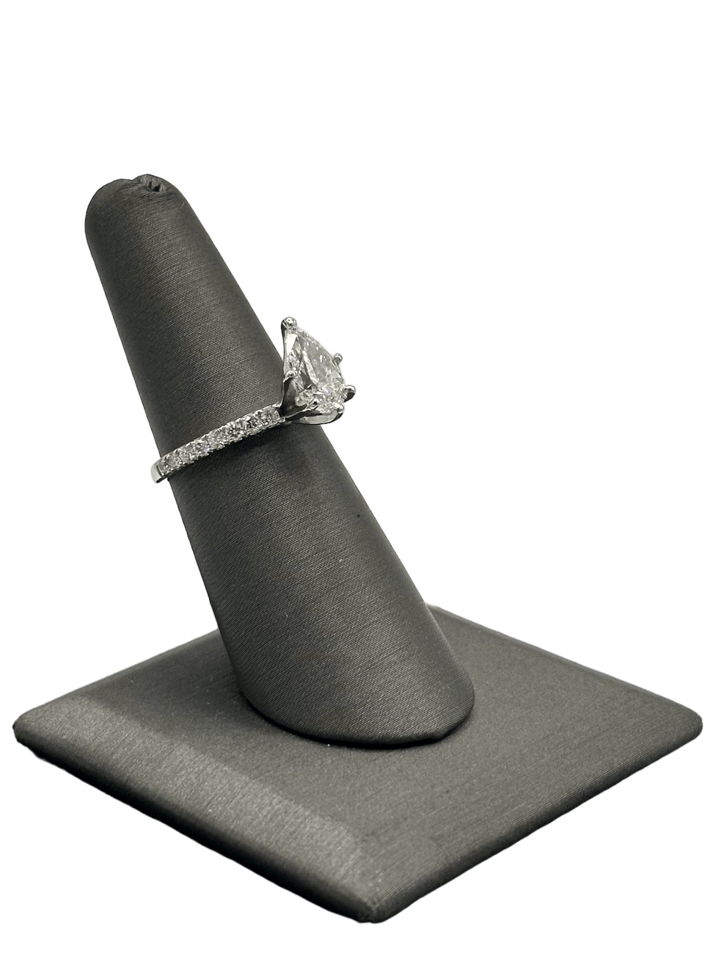 Custom Pear Cut Diamond Bridal Ring With Diamonds Down Band - Forever Rox