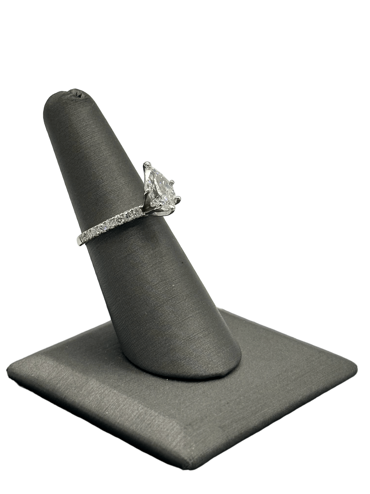 Custom Pear Cut Diamond Bridal Ring With Diamonds Down Band - Forever Rox