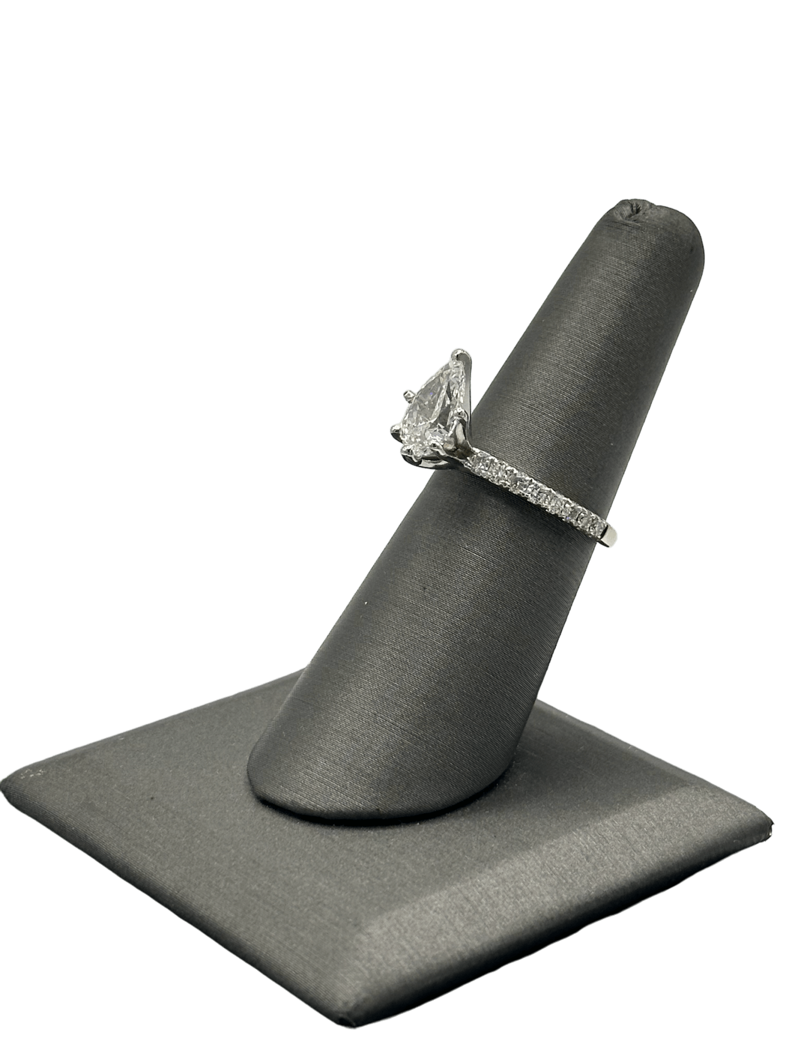 Custom Pear Cut Diamond Bridal Ring With Diamonds Down Band - Forever Rox