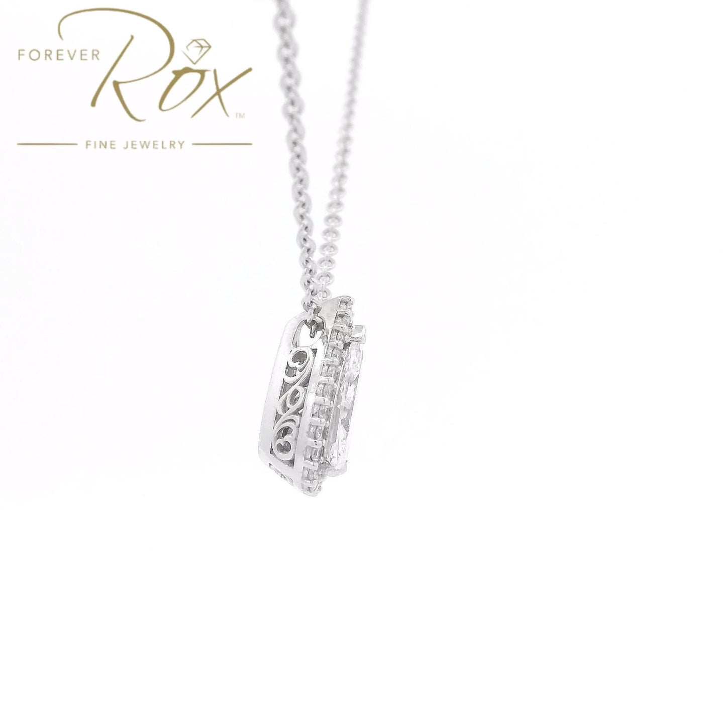 Custom Pear Cut Diamond Pendant with Diamond Halo - Forever Rox Fine Jewelry