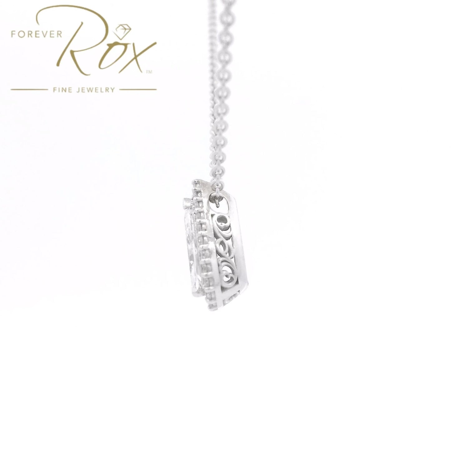 Custom Pear Cut Diamond Pendant with Diamond Halo - Forever Rox Fine Jewelry