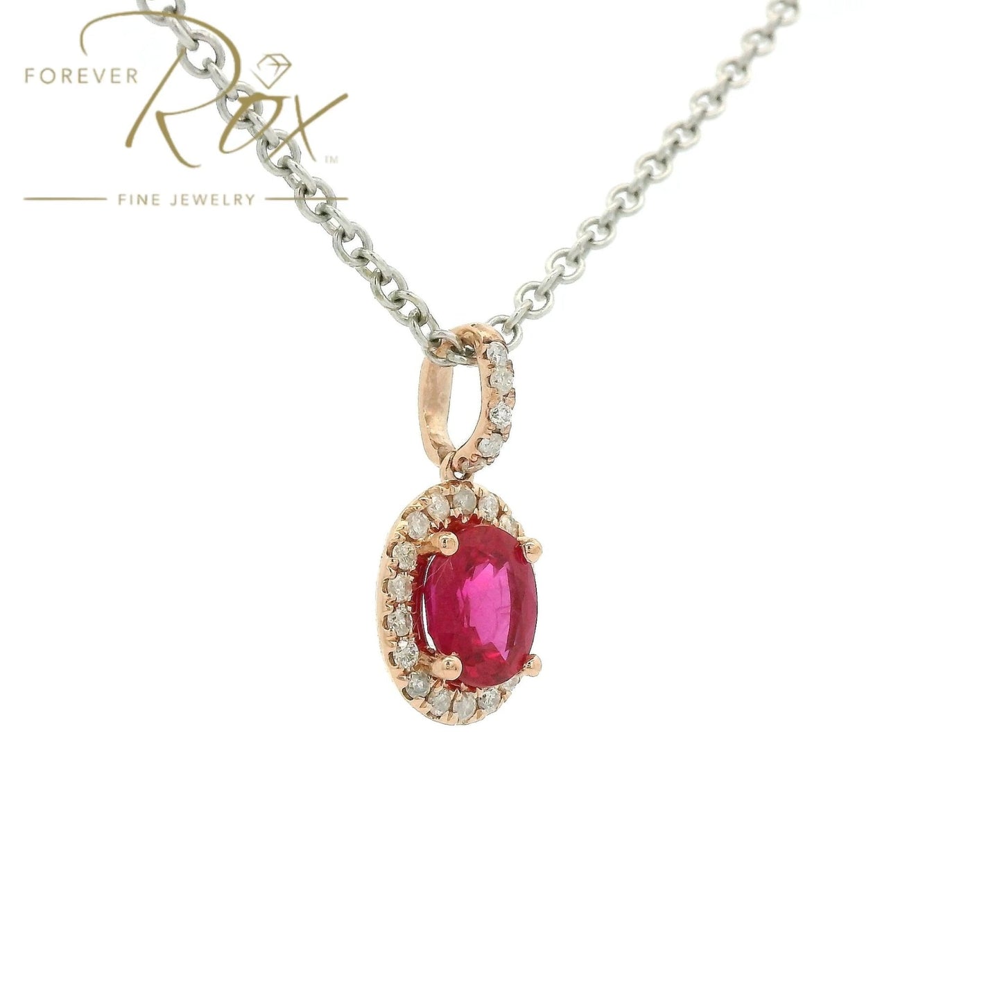 Custom Pinkish Red Ruby & Diamond Pendant - Forever Rox Fine Jewelry