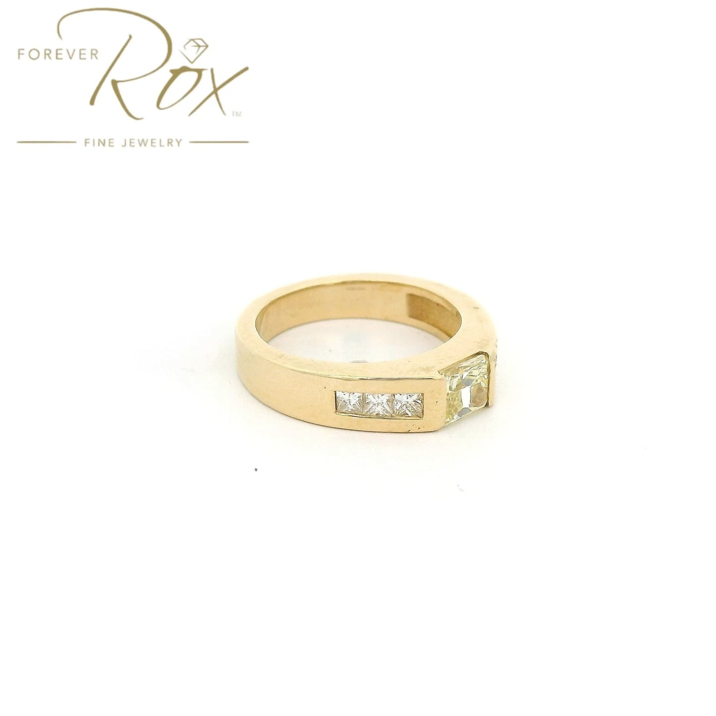Custom Princess Cut Fancy Yellow Diamond Bridal Ring with Channel Set Princess Cut Diamonds - Forever Rox Fine Jewelry