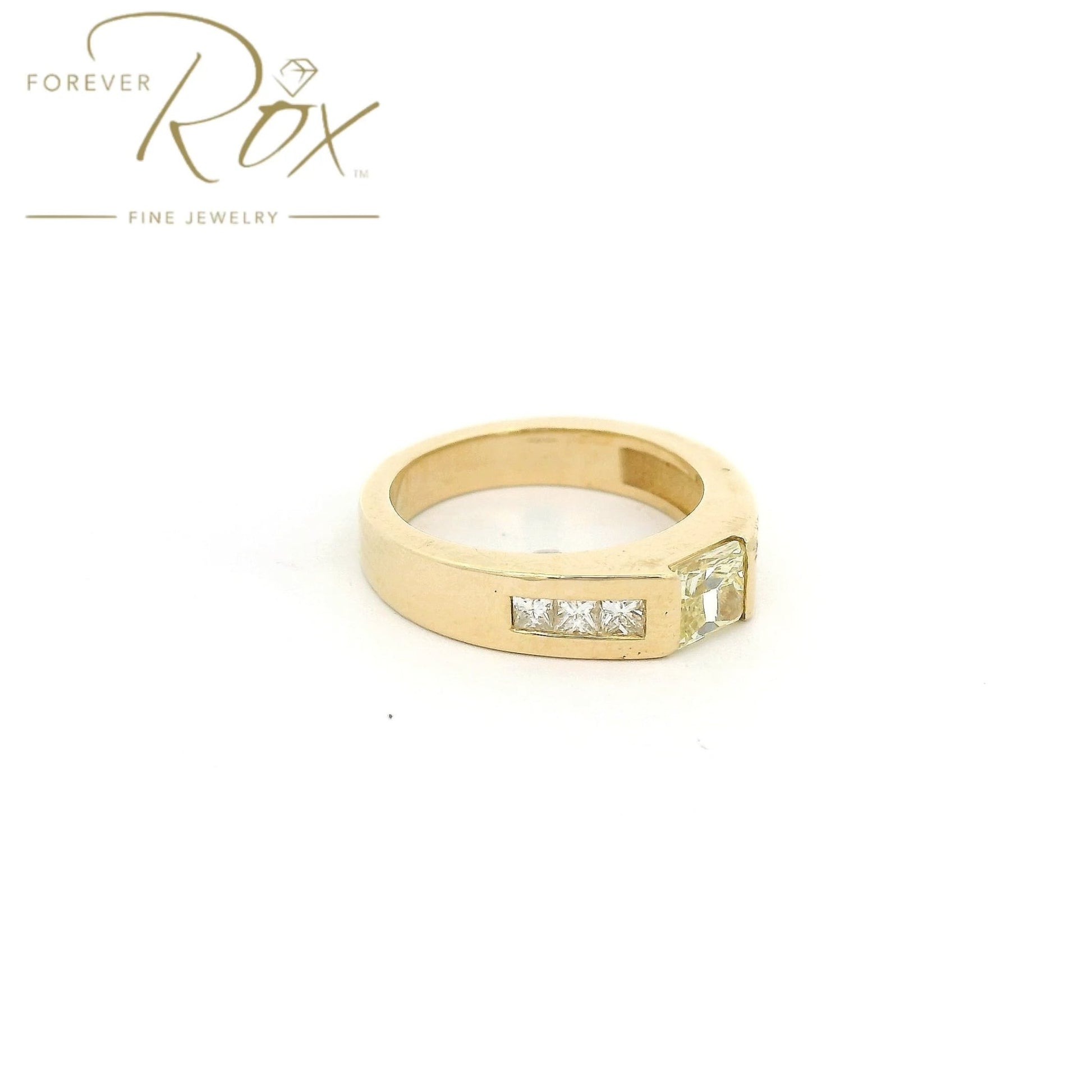 Custom Princess Cut Fancy Yellow Diamond Bridal Ring with Channel Set Princess Cut Diamonds - Forever Rox Fine Jewelry