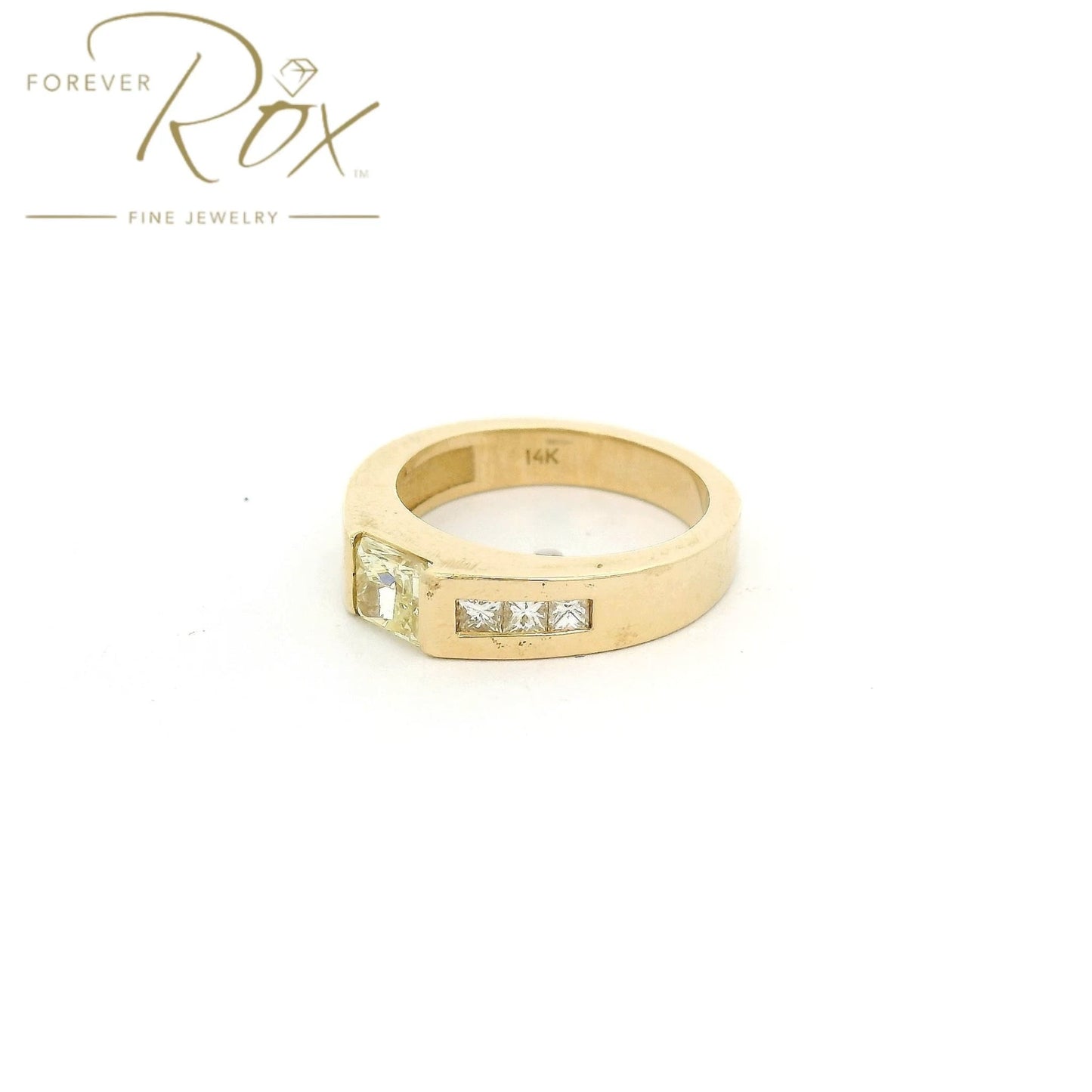 Custom Princess Cut Fancy Yellow Diamond Bridal Ring with Channel Set Princess Cut Diamonds - Forever Rox Fine Jewelry