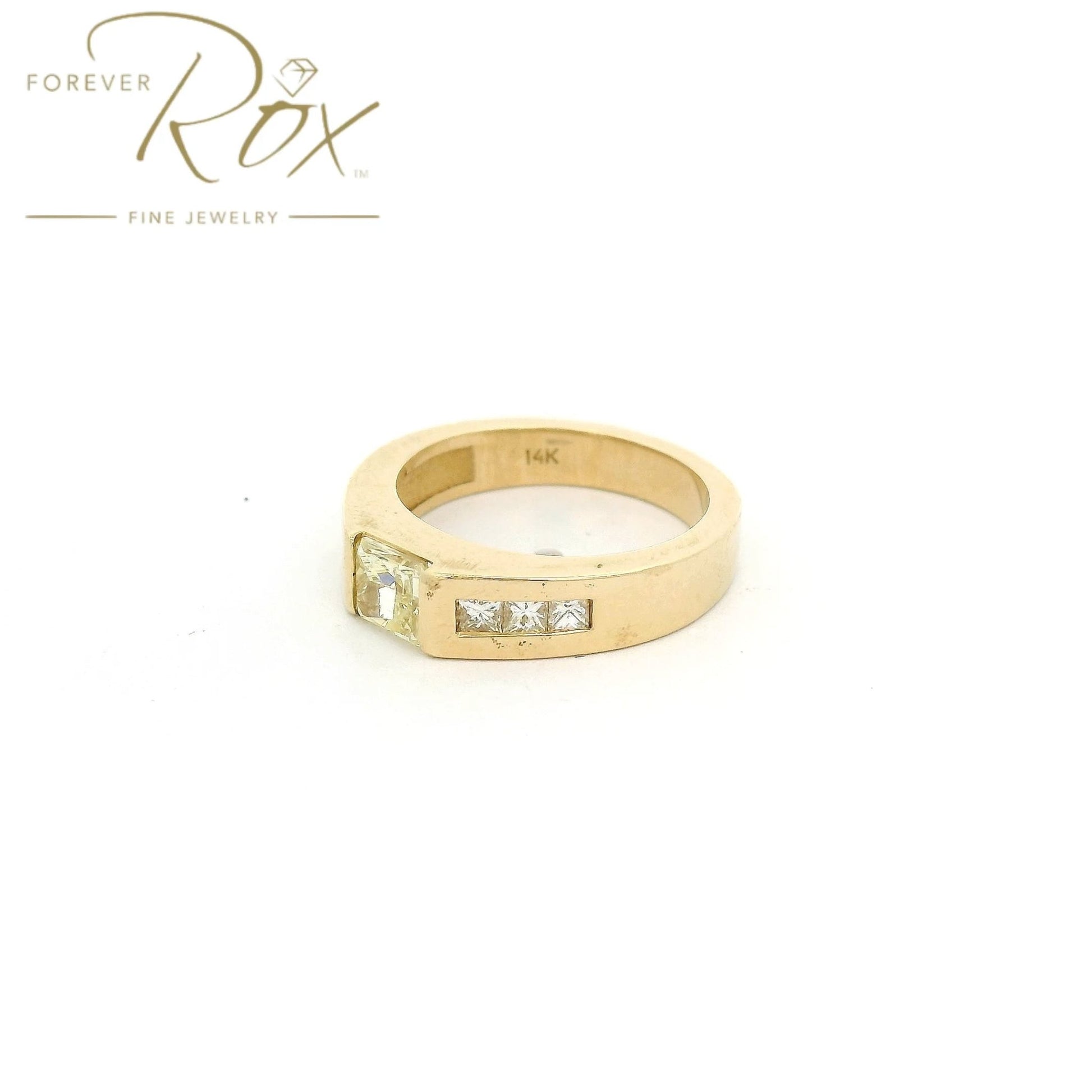 Custom Princess Cut Fancy Yellow Diamond Bridal Ring with Channel Set Princess Cut Diamonds - Forever Rox Fine Jewelry