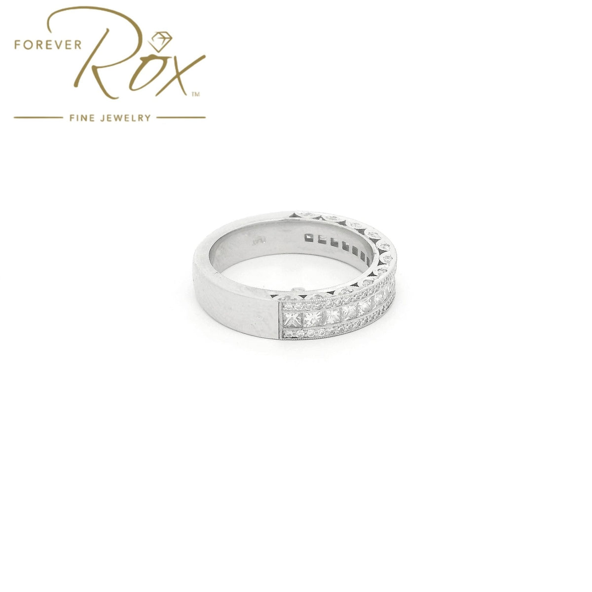 Custom Princess & Round Cut Filigree Diamond Band to Match Ring - Forever Rox Fine Jewelry