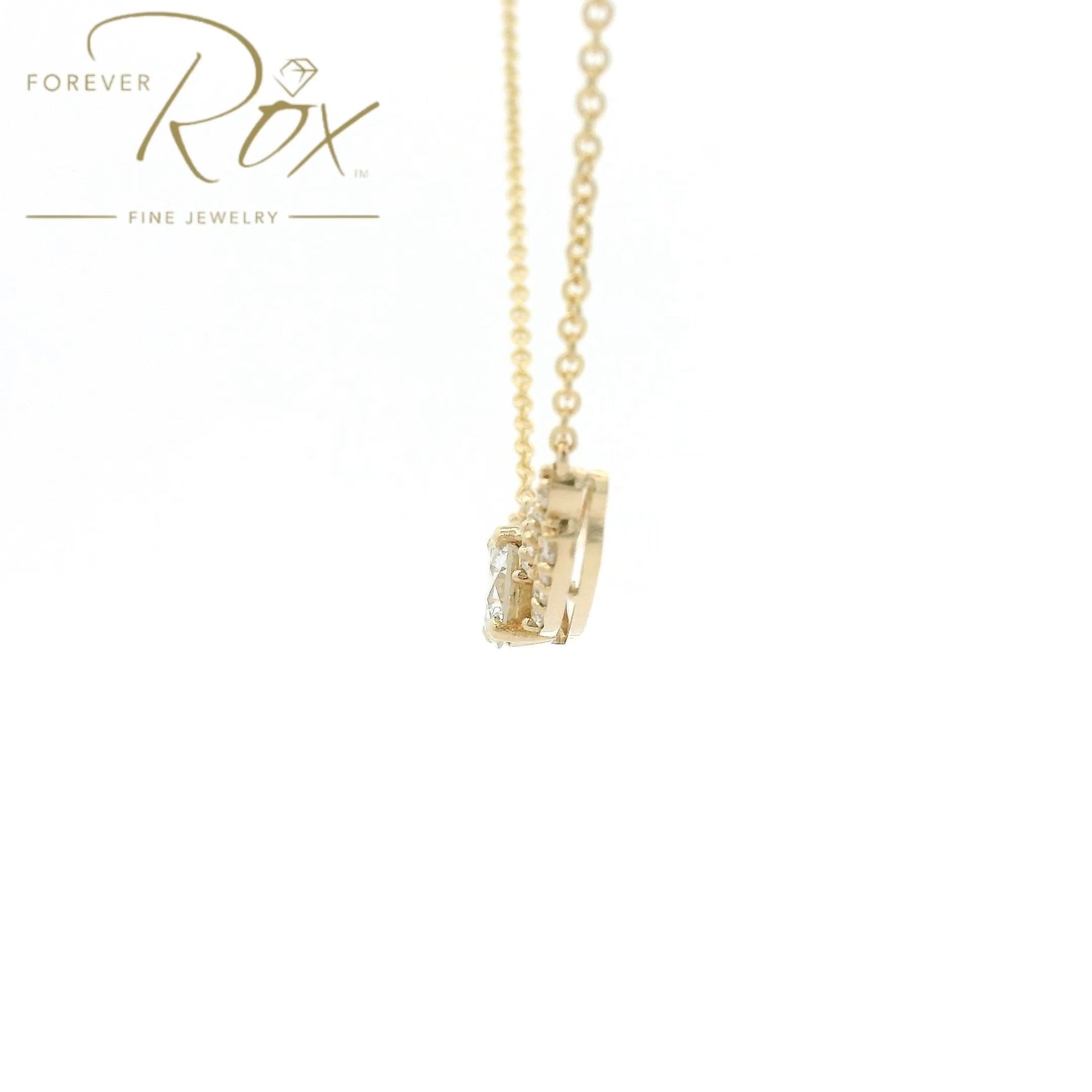 Custom Round Cut Diamond Curve Pendant with Diamond Accents - Forever Rox Fine Jewelry