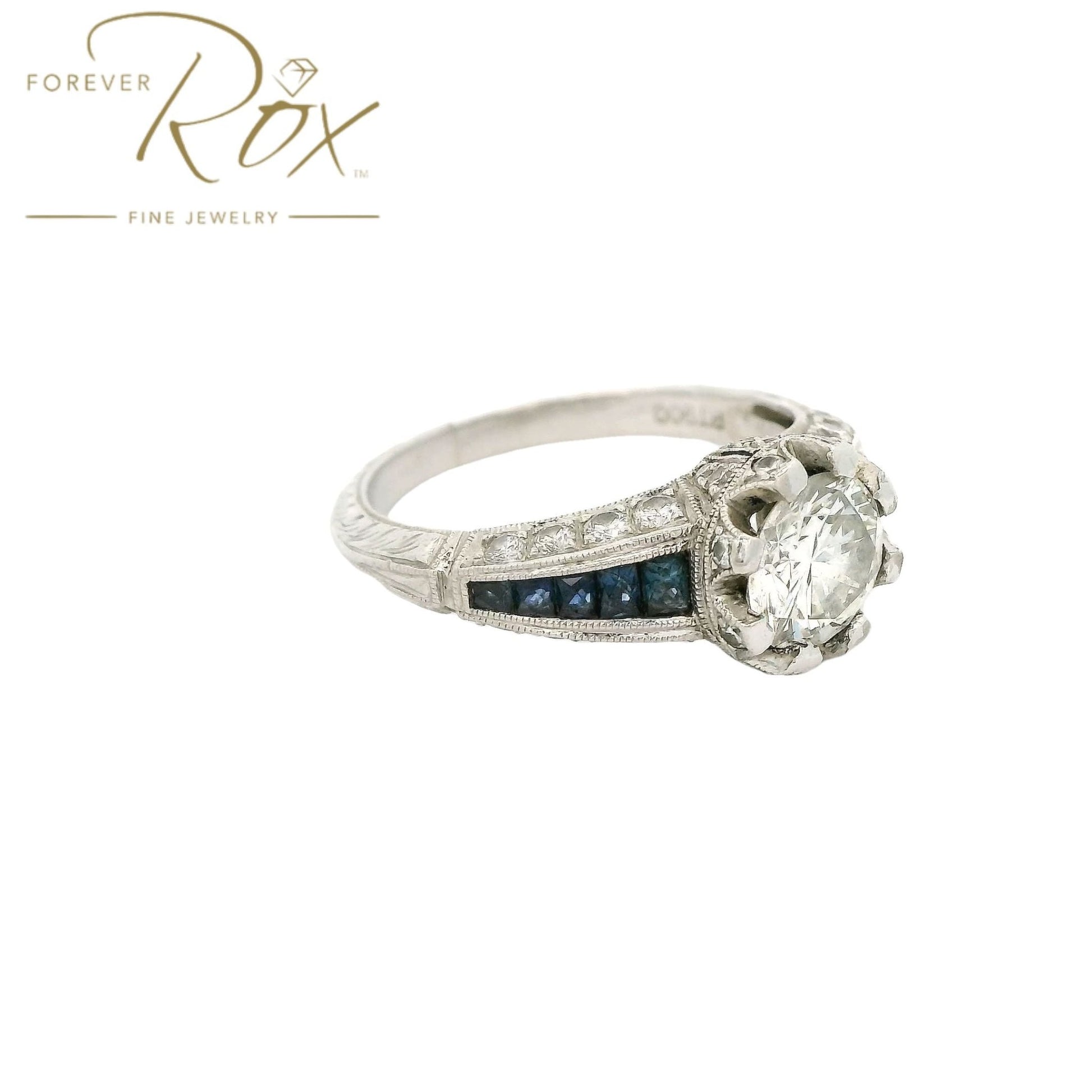 Custom Round Cut Diamond Ring With Sapphires & Diamonds Down Shank - Forever Rox