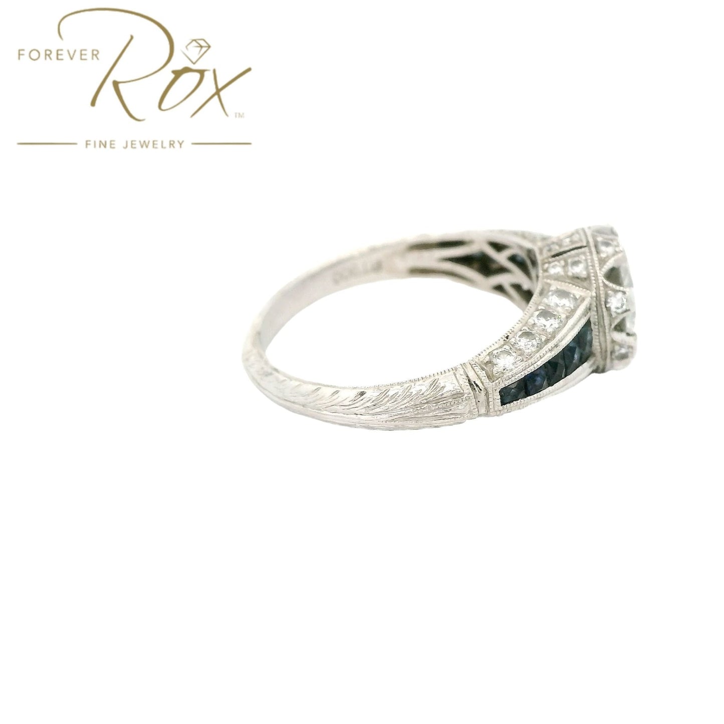 Custom Round Cut Diamond Ring With Sapphires & Diamonds Down Shank - Forever Rox