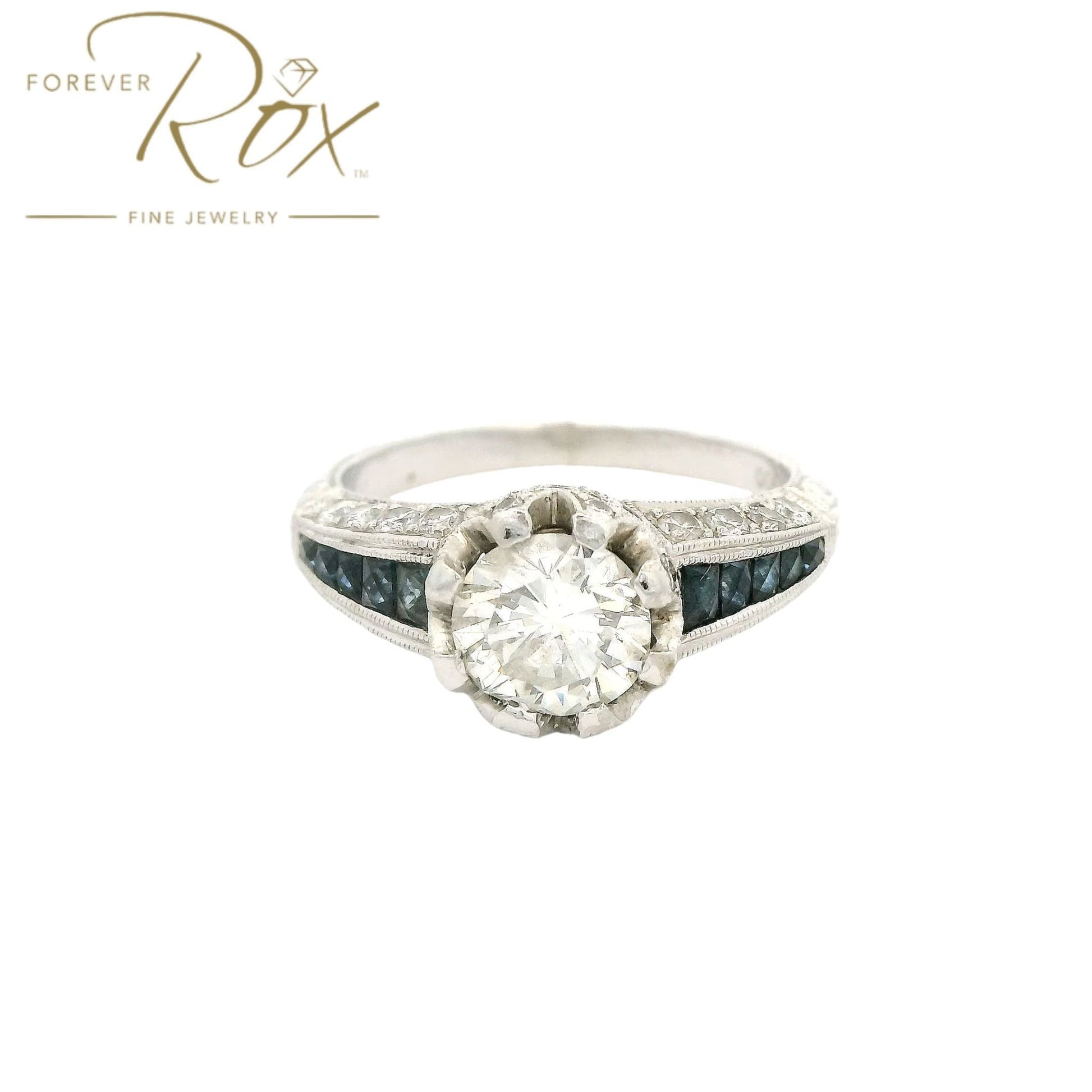 Custom Round Cut Diamond Ring With Sapphires & Diamonds Down Shank - Forever Rox