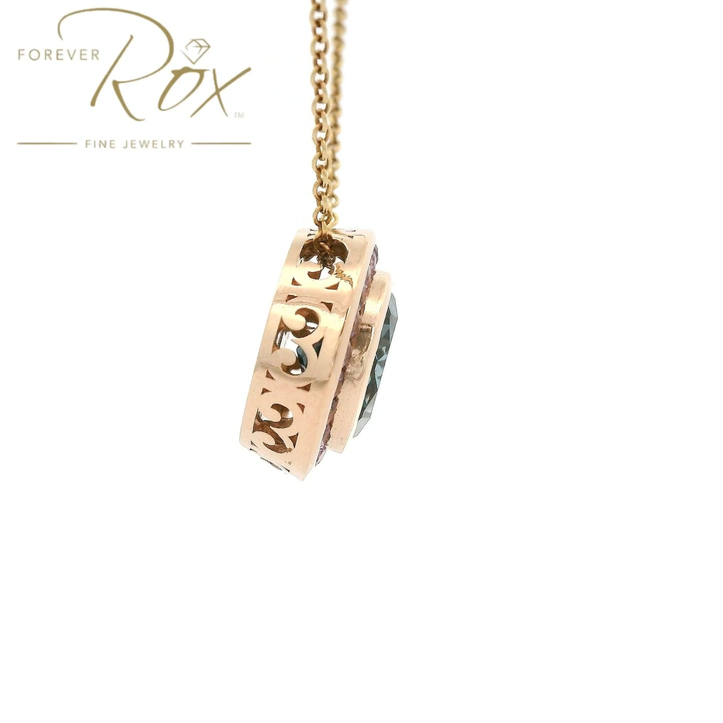 Custom Round Cut London Blue Topaz & Light Purple Sapphire Pendant - Forever Rox Fine Jewelry