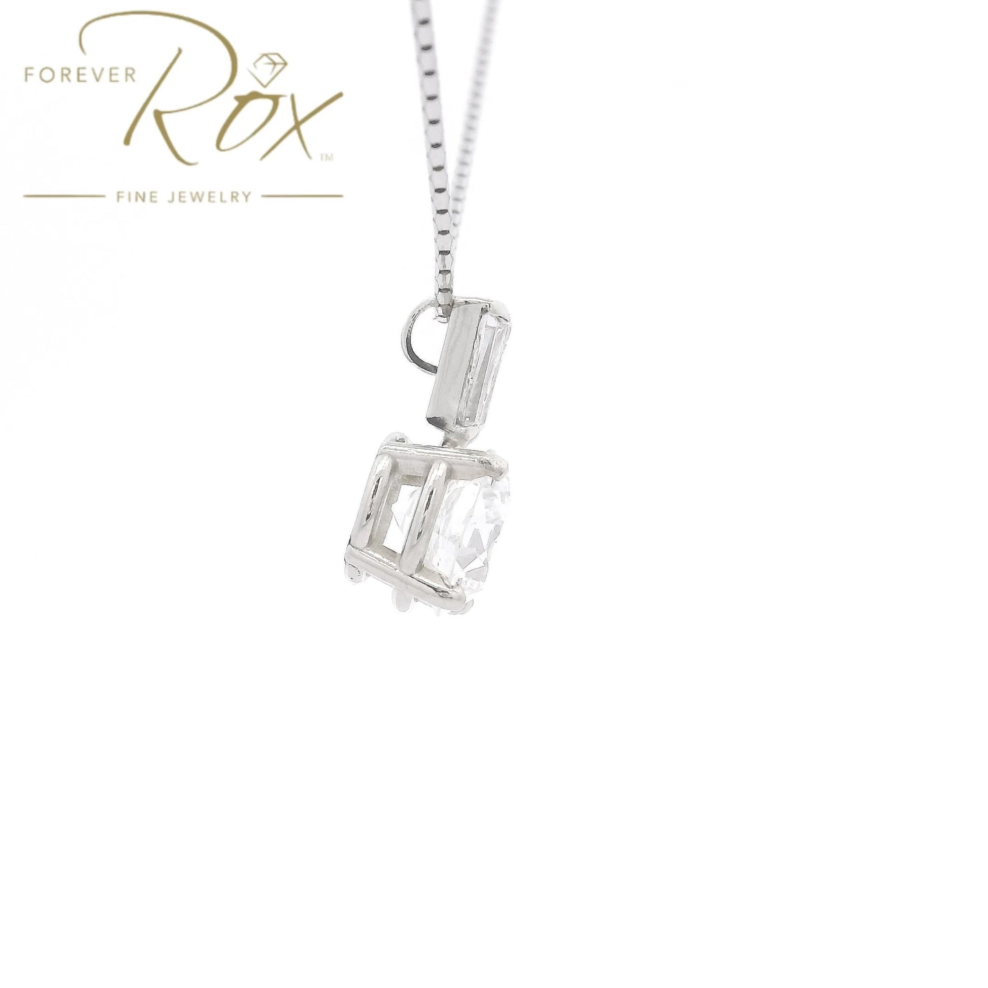 Custom Round & Tapered Baguette Diamond Pendant - Forever Rox