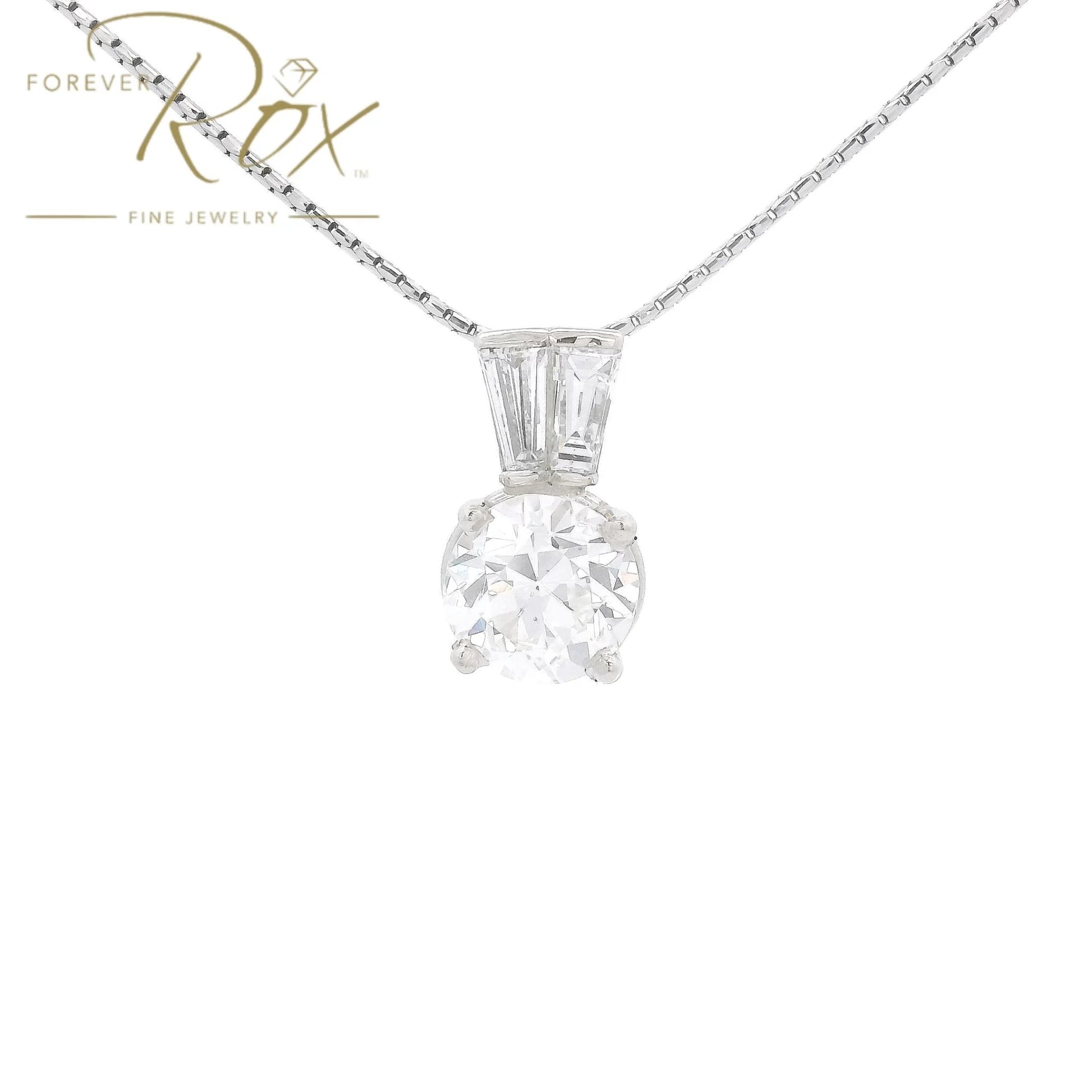 Custom Round & Tapered Baguette Diamond Pendant - Forever Rox