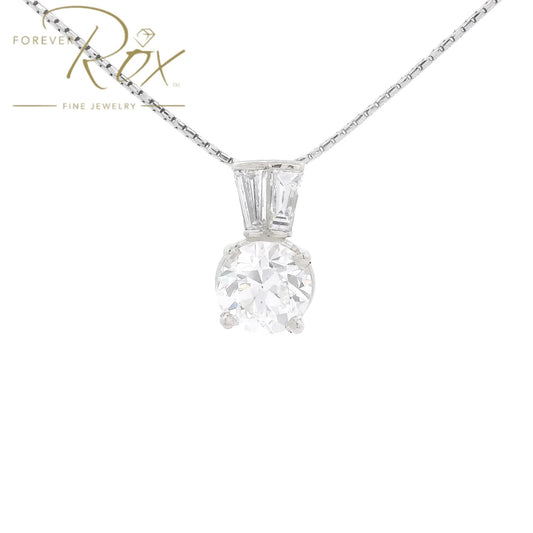 Custom Round & Tapered Baguette Diamond Pendant - Forever Rox