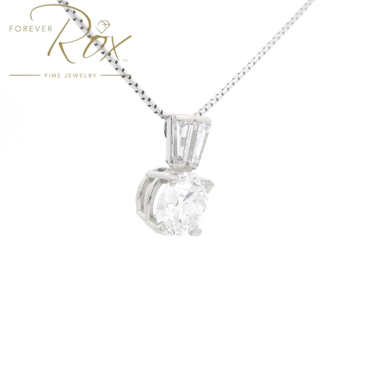 Custom Round & Tapered Baguette Diamond Pendant - Forever Rox