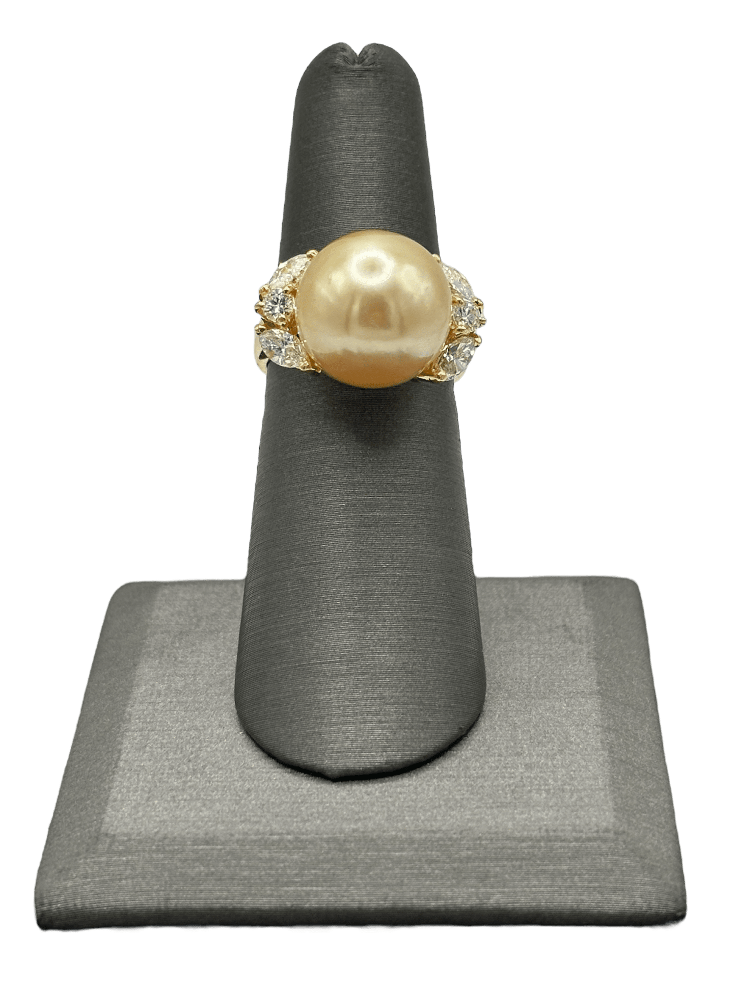 Custom Tahitian Pearl Ring With Marquise & Round Cut Diamonds - Forever Rox Fine Jewelry
