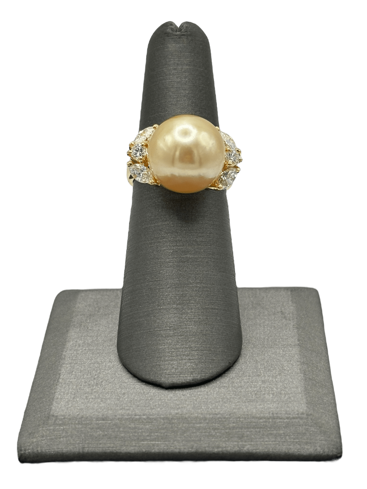 Custom Tahitian Pearl Ring With Marquise & Round Cut Diamonds - Forever Rox Fine Jewelry