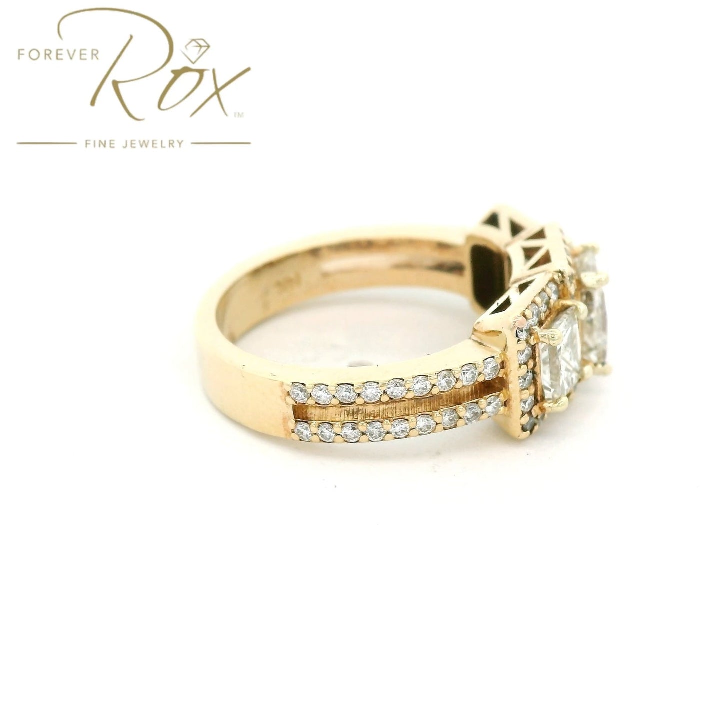 Custom Three Princess Cut Split Shank Diamond Wedding Ring - Forever Rox