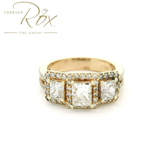 Custom Three Princess Cut Split Shank Diamond Wedding Ring - Forever Rox