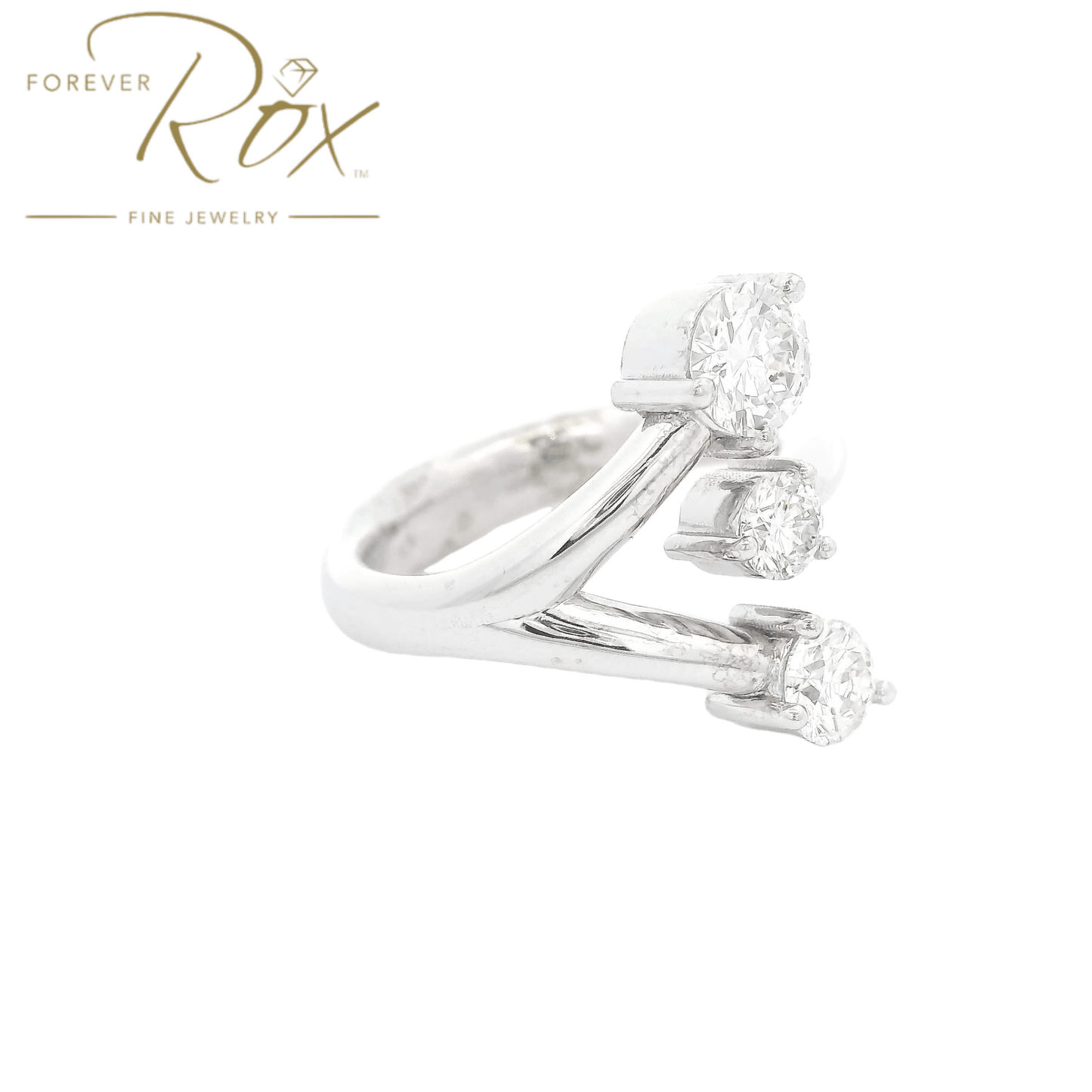Custom Three Round Diamond Split Y Ring - Forever Rox