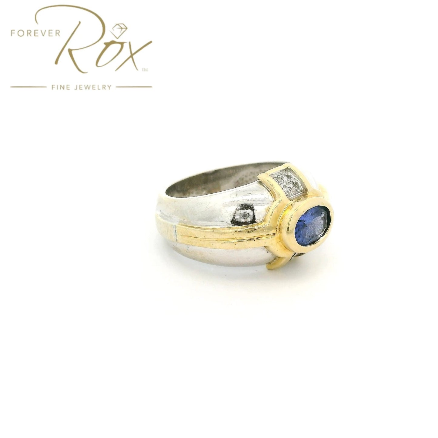 Custom Two Tone Tanzanite Ring With Diamonds - Forever Rox Fine Jewelry