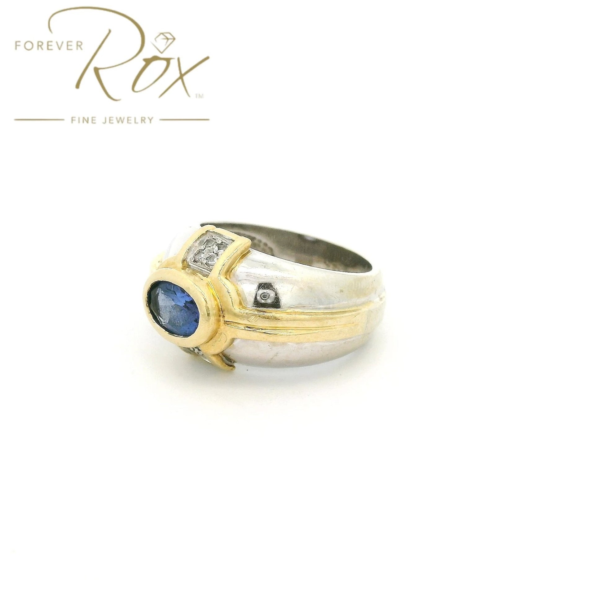 Custom Two Tone Tanzanite Ring With Diamonds - Forever Rox Fine Jewelry