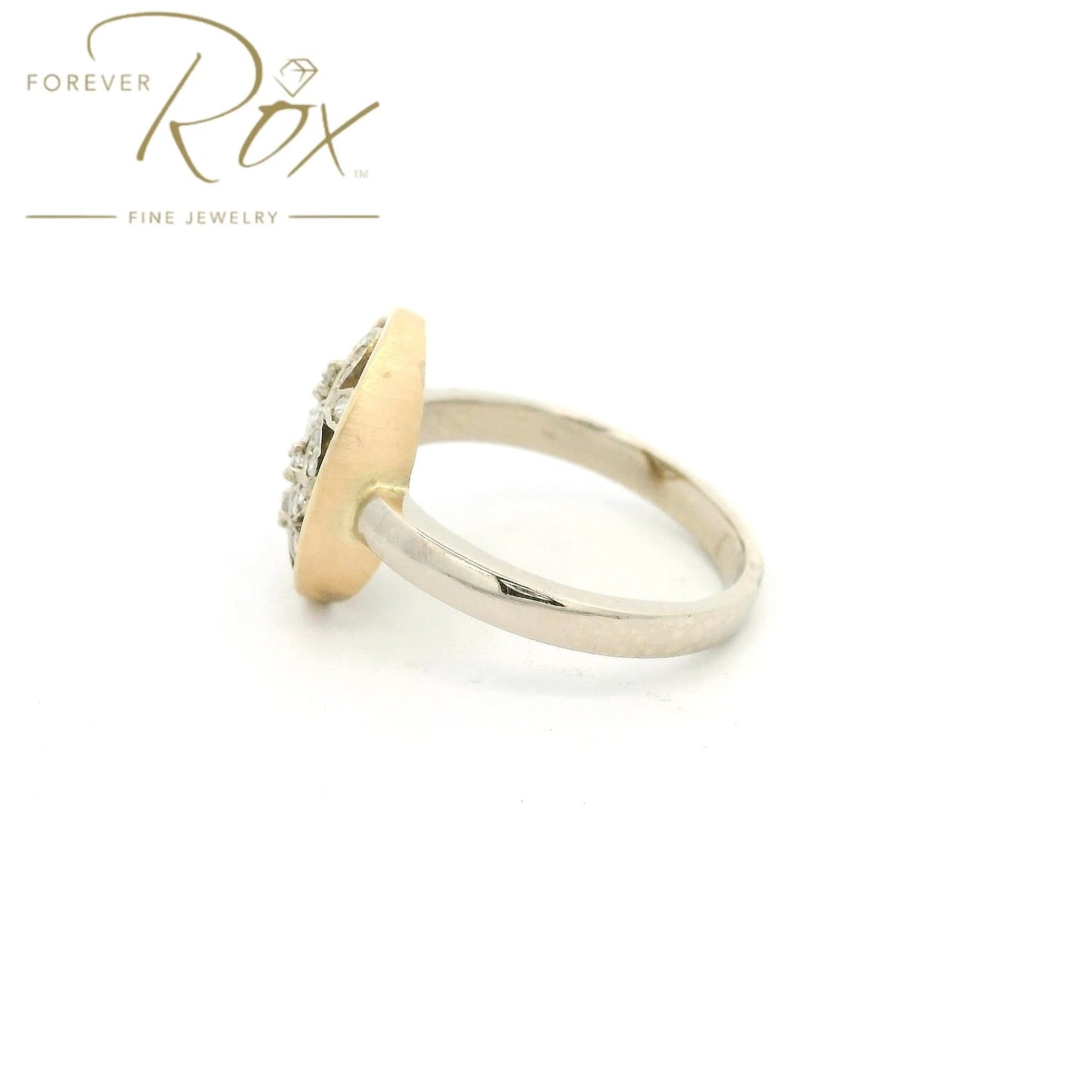 Custom Two Tone Vintage Floral Design Diamond Ring - Forever Rox Fine Jewelry