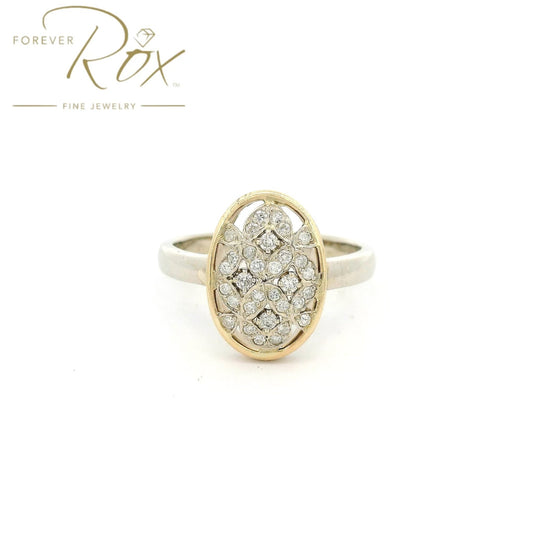 Custom Two Tone Vintage Floral Design Diamond Ring - Forever Rox Fine Jewelry