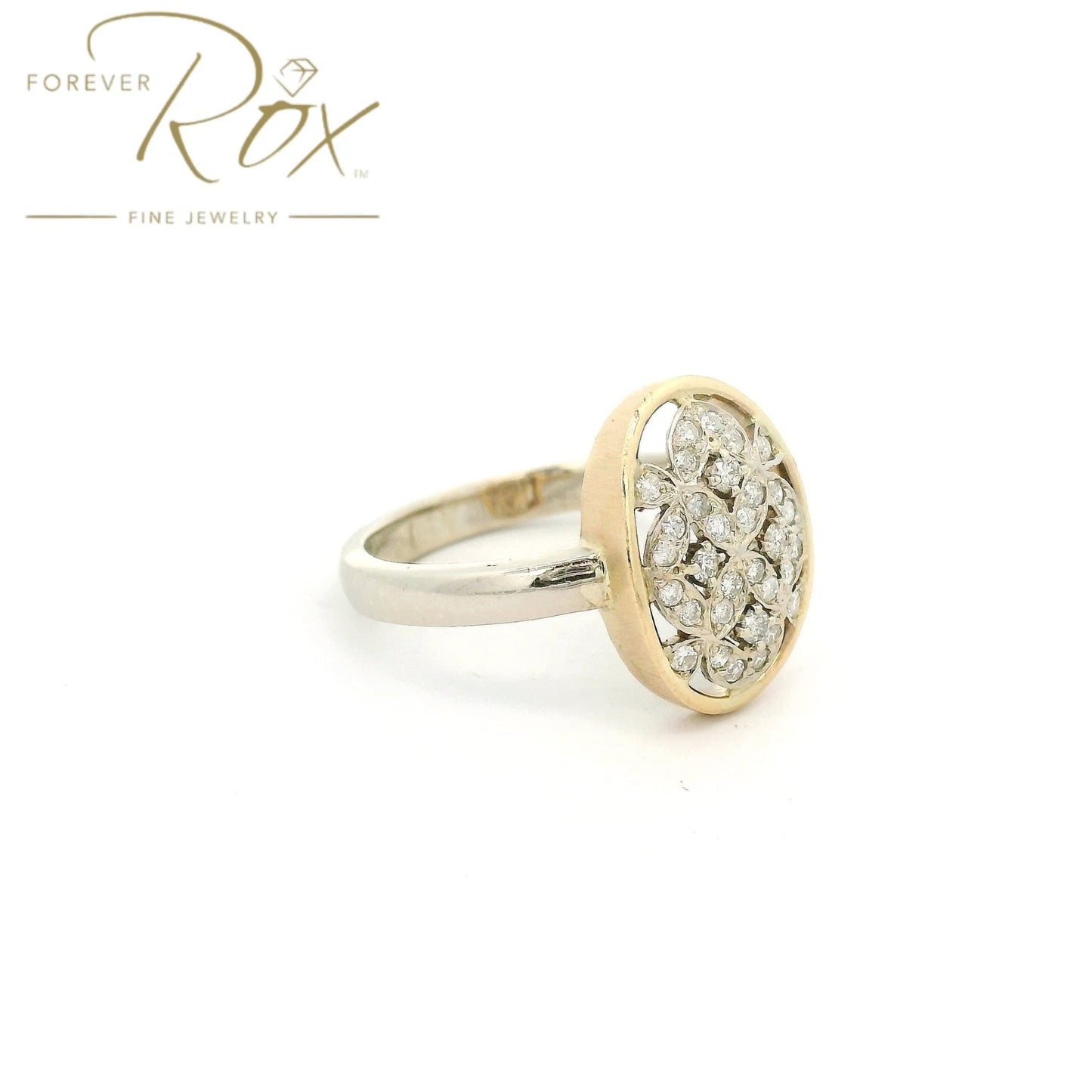 Custom Two Tone Vintage Floral Design Diamond Ring - Forever Rox Fine Jewelry