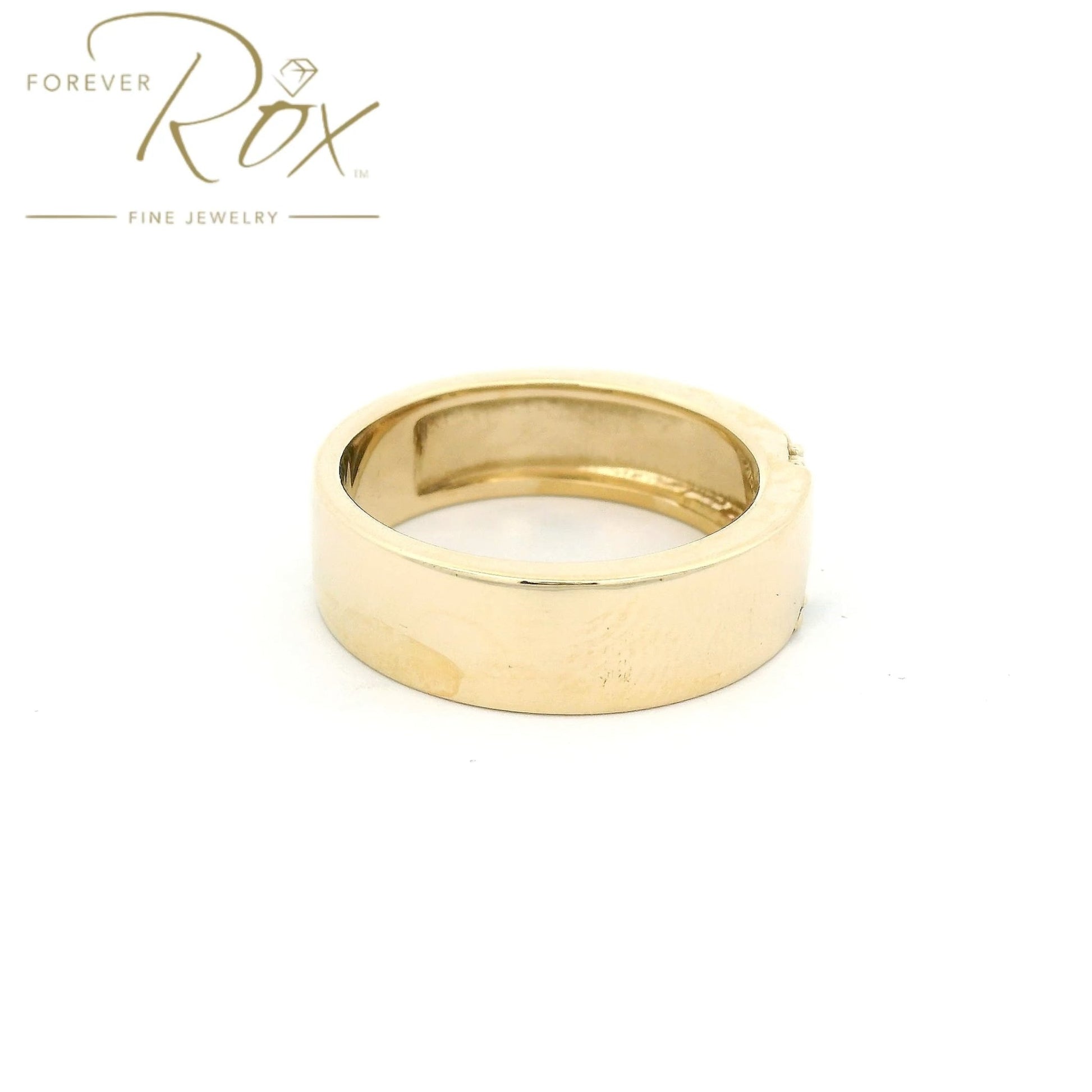 Custom Yellow Gold Mens Band with Two Round Cut Blue Sapphires - Forever Rox Fine Jewelry