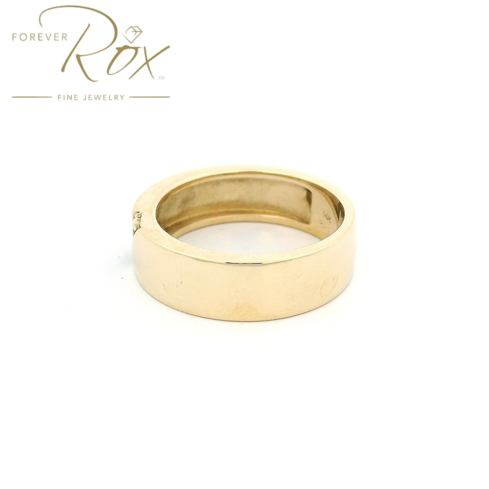 Custom Yellow Gold Mens Band with Two Round Cut Blue Sapphires - Forever Rox Fine Jewelry