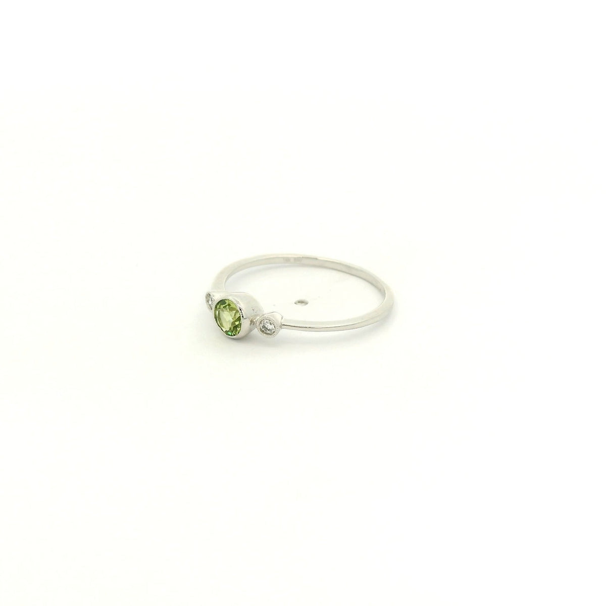 Dainty Milgrain Bezel Set Round Cut Peridot & Diamond Ring - Forever Rox Fine Jewelry