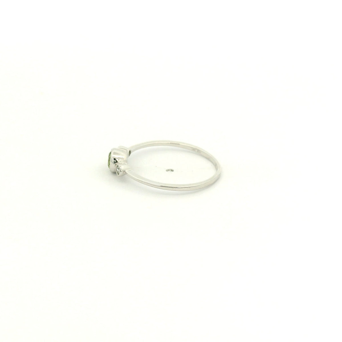 Dainty Milgrain Bezel Set Round Cut Peridot & Diamond Ring - Forever Rox Fine Jewelry