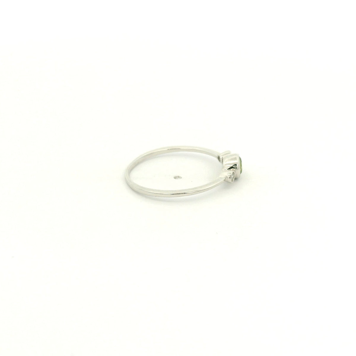Dainty Milgrain Bezel Set Round Cut Peridot & Diamond Ring - Forever Rox Fine Jewelry