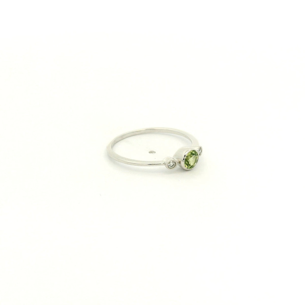Dainty Milgrain Bezel Set Round Cut Peridot & Diamond Ring - Forever Rox Fine Jewelry