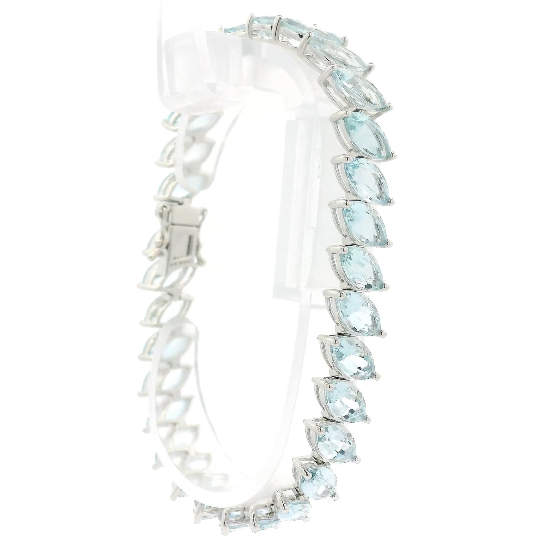 Diagonal Set Marquise Cut Aquamarine Bracelet - Forever Rox