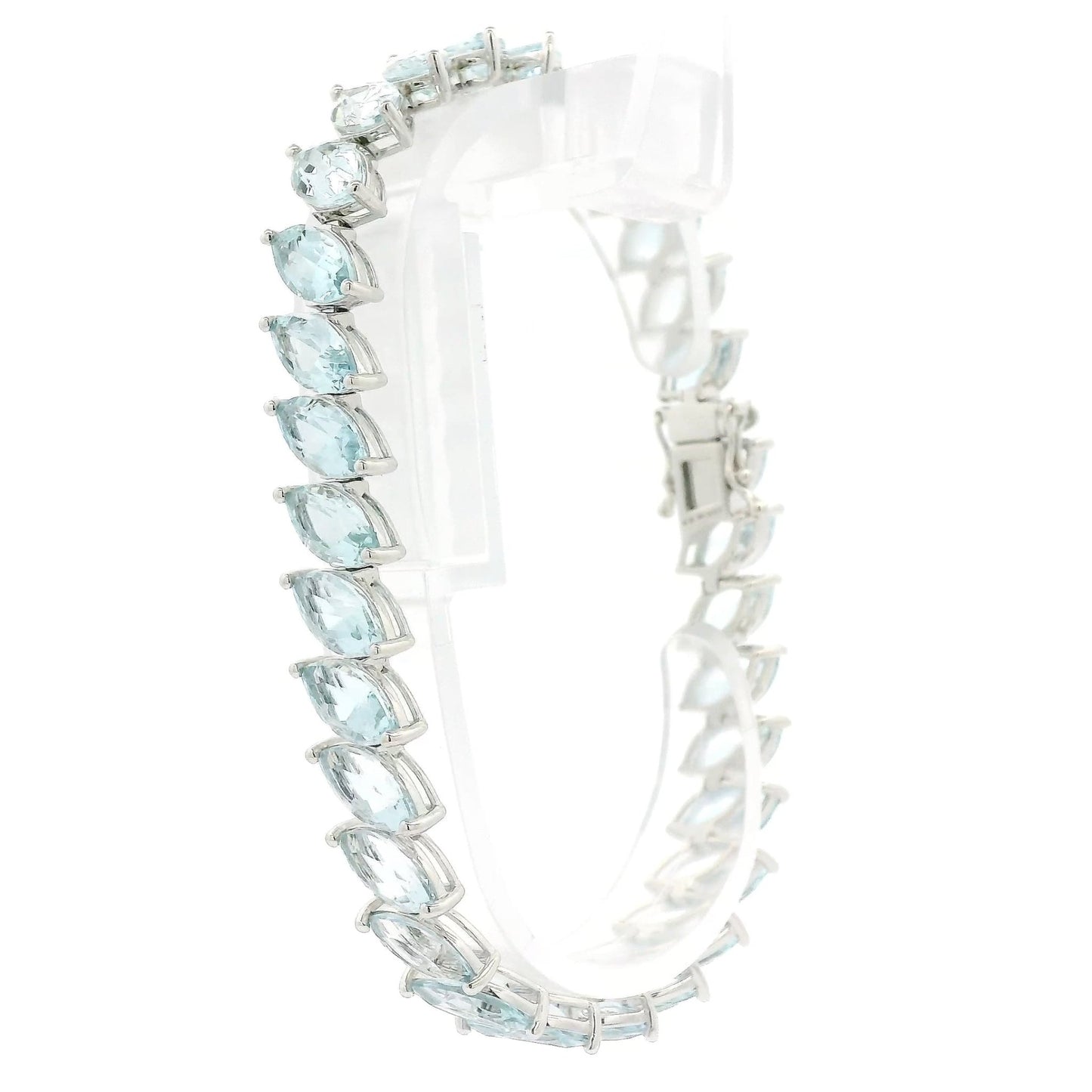 Diagonal Set Marquise Cut Aquamarine Bracelet - Forever Rox