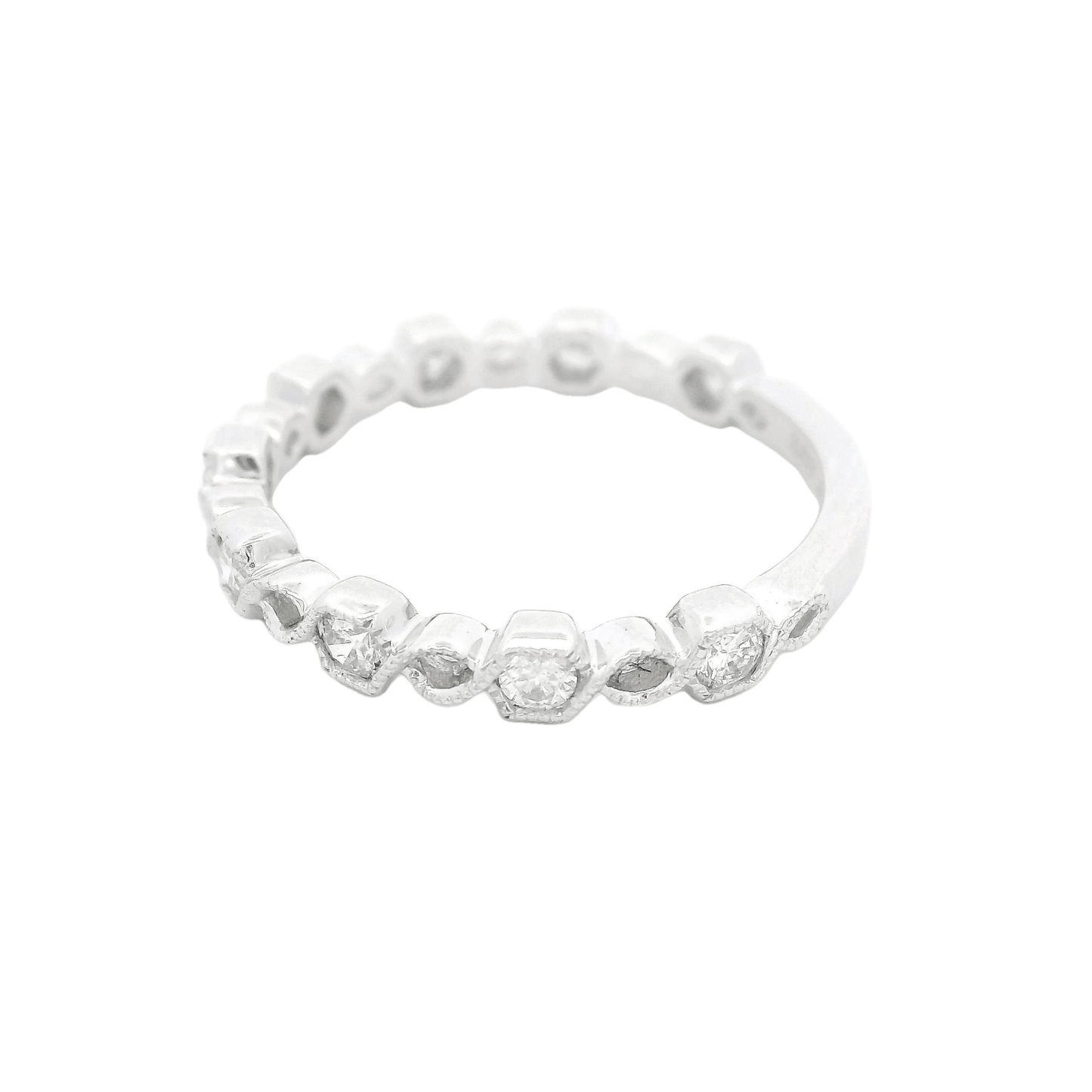 Diamond Band With Hexagon Bezels - Forever Rox