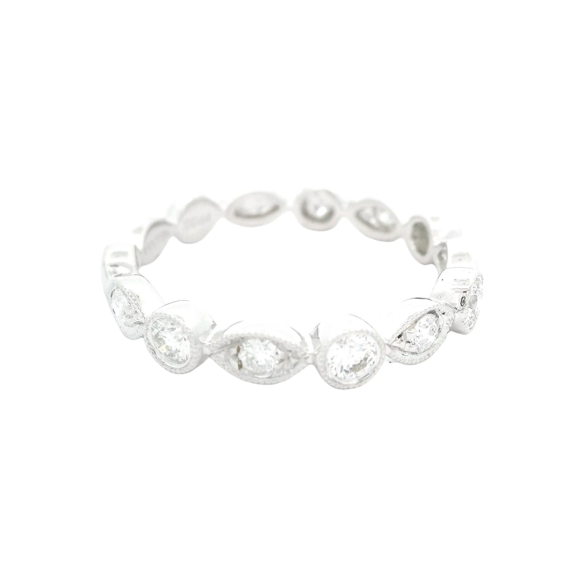 Diamond Band With Marquise and Round Milgrain Bezels - Forever Rox