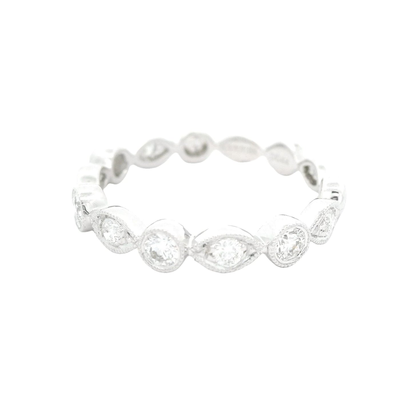 Diamond Band With Marquise and Round Milgrain Bezels - Forever Rox