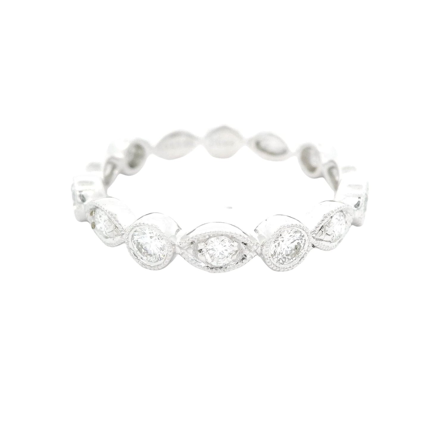 Diamond Band With Marquise and Round Milgrain Bezels - Forever Rox
