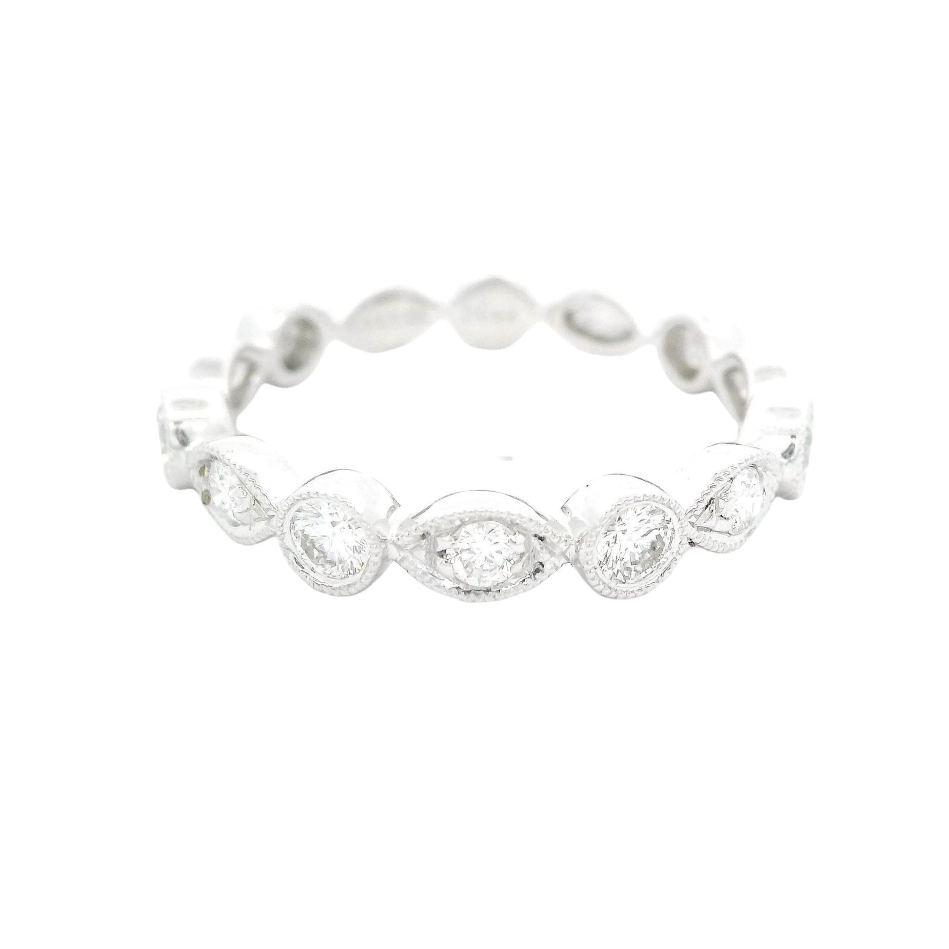 Diamond Band With Marquise and Round Milgrain Bezels - Forever Rox