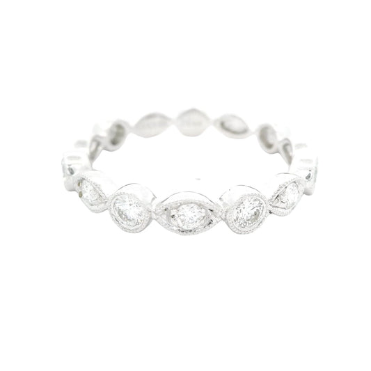 Diamond Band With Marquise and Round Milgrain Bezels - Forever Rox